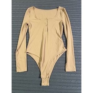 Cream Square Neck Bodysuit- S